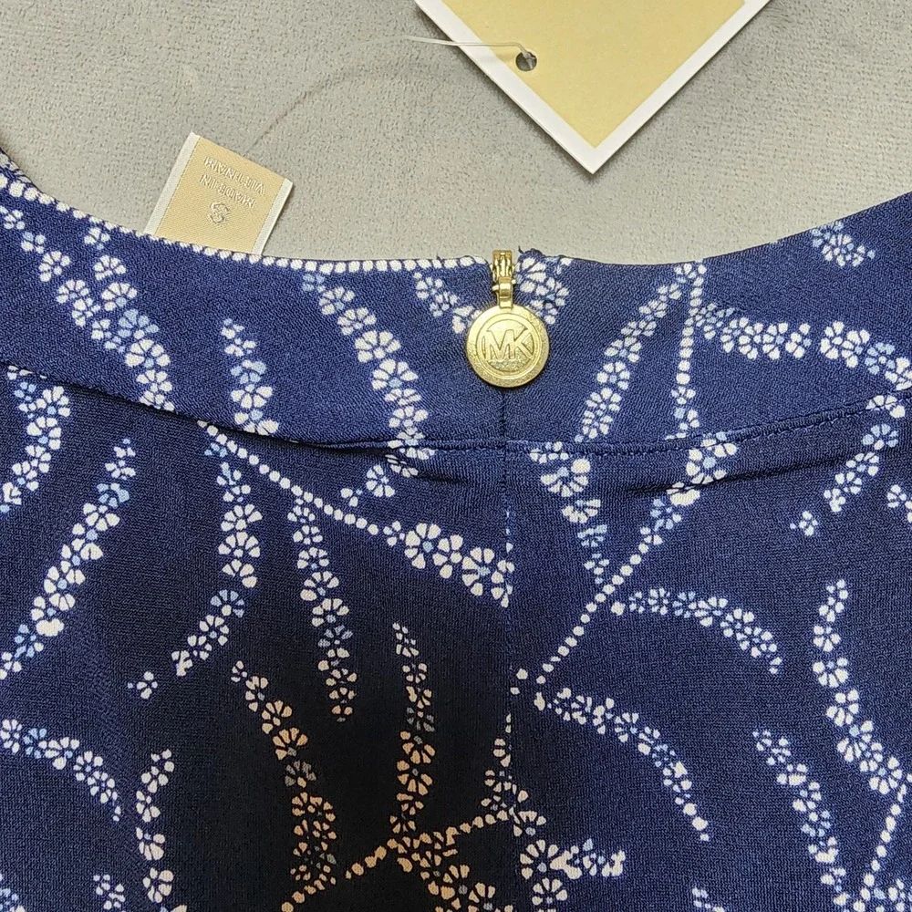NWT Michael Kors Women's Floral Print Sleeveless Tank Top‎ True Navy Size Small